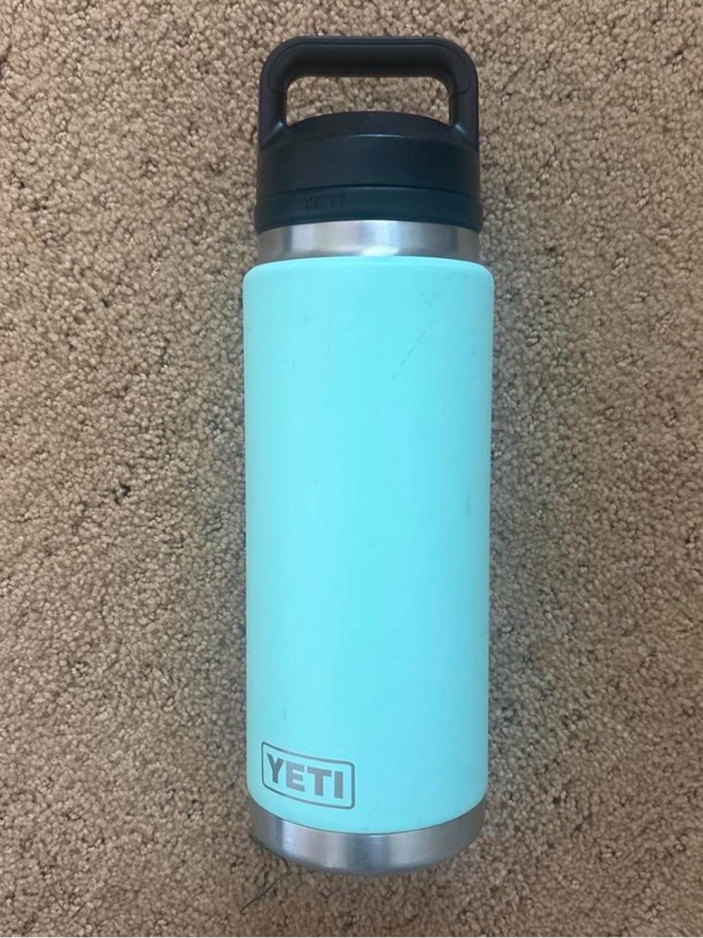 Yeti Rambler Bottle in Seafoam with Black Lid